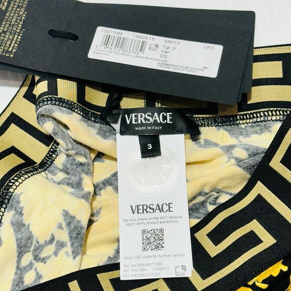 NWT Versace Barocco Greca Underwear Trunk Boxer Briefs Black Gold Size IT 3/ S - Picture 6 of 10